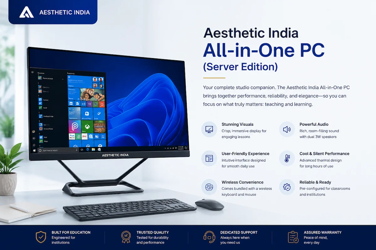 Aesthetic India All-in-One PC Server Edition — Best All-in-One Computer for Schools Colleges India with Windows 11