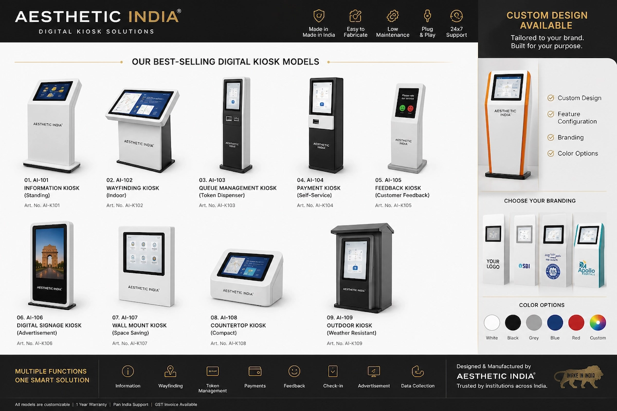 Digital kiosk designed and manufactured by Aesthetic India