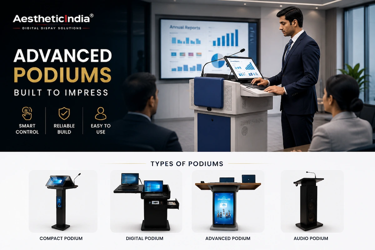 Advanced Digital Podium by Aesthetic India — Smart Classroom Podium Manufacturer in India